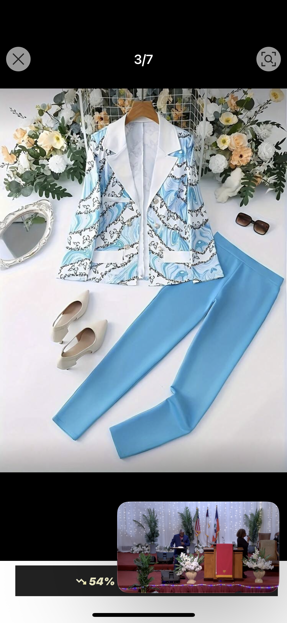 Elegant Butterfly Print Blazer & Pants Set (2-Piece Outfit)