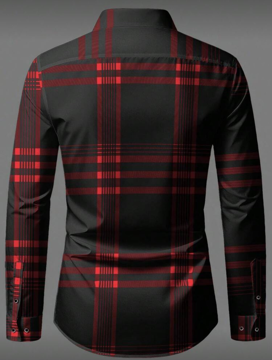 Men’s Modern Plaid Slim-Fit Button-Up Shirt