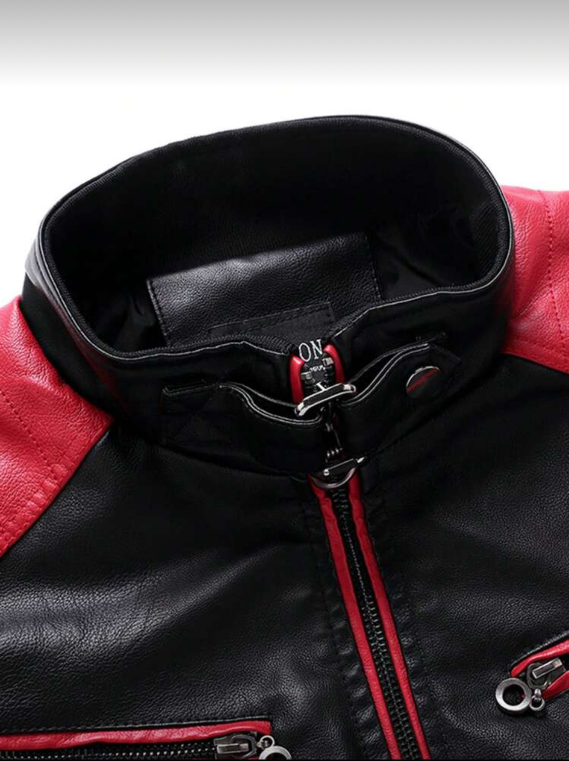 Men’s Contrast Panel Moto Leather Jacket