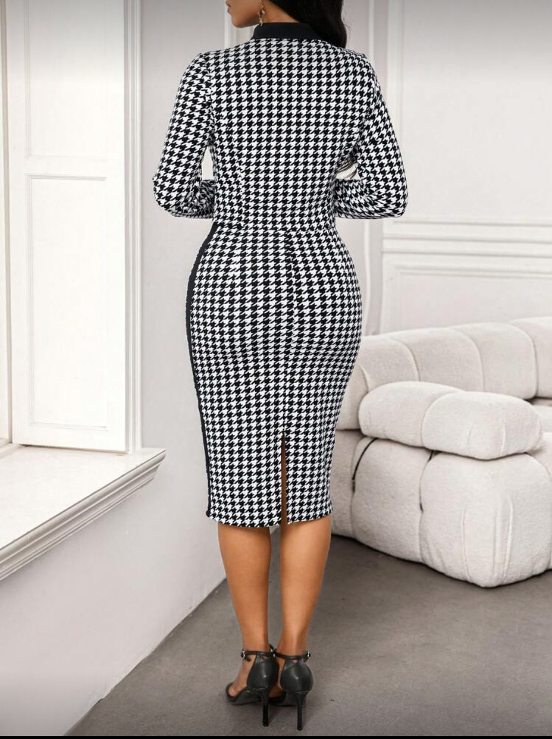 Elegant Contrast Trim Two-Piece Midi Dress Set