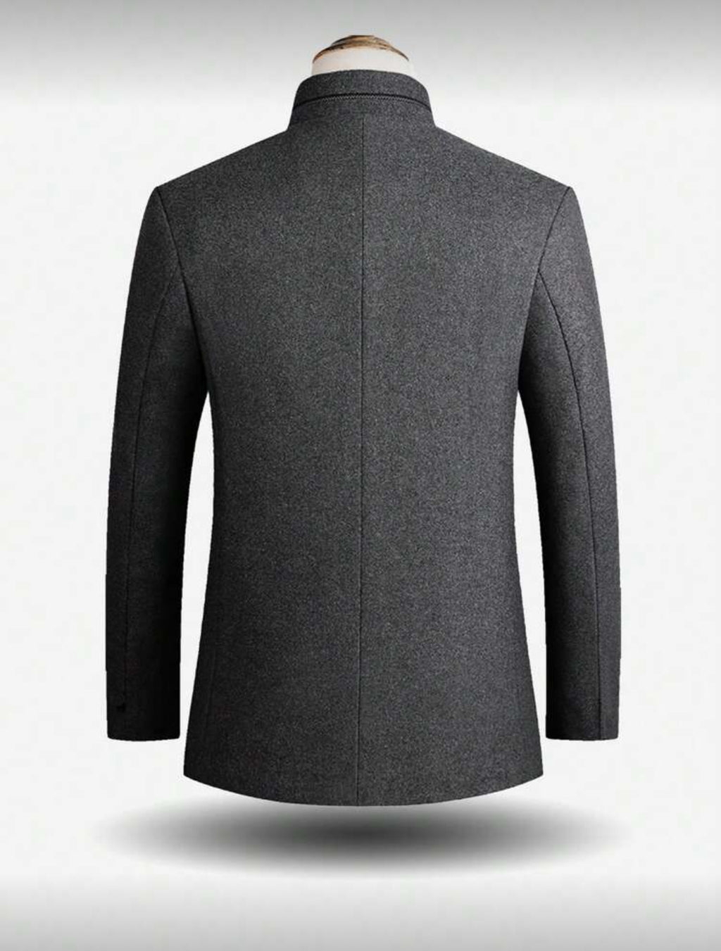 Men’s Stand Collar Wool-Blend Coat