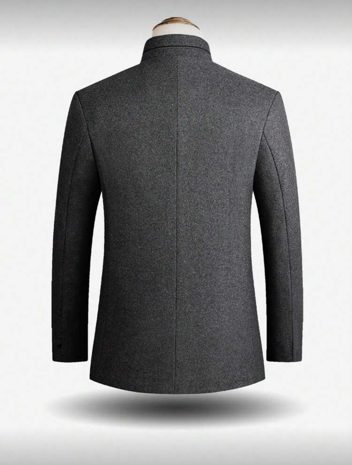 Men’s Stand Collar Wool-Blend Coat