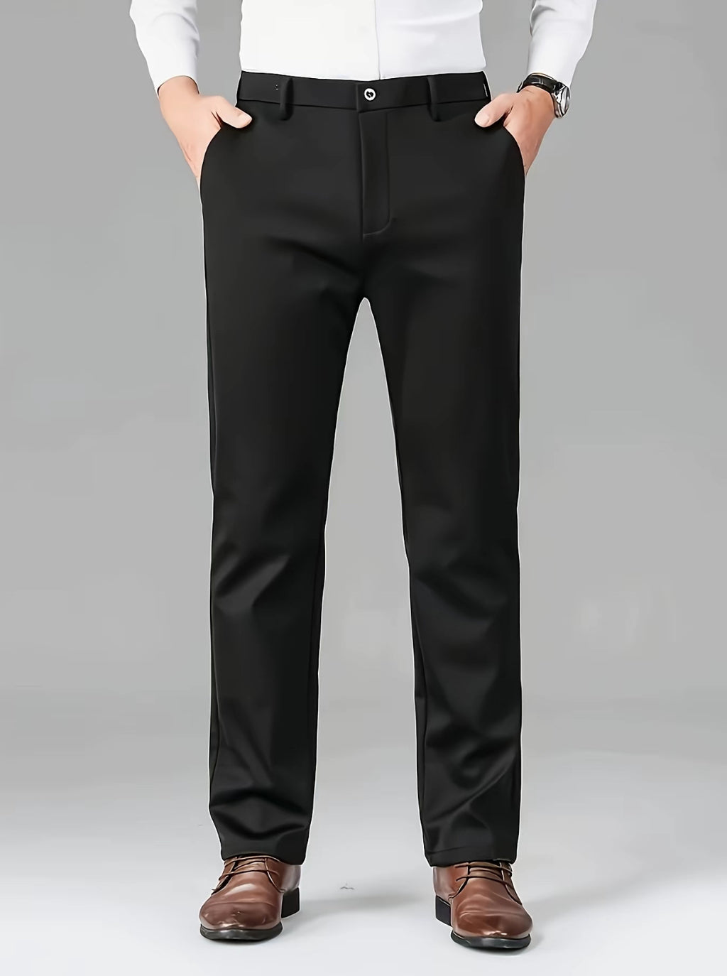 Stretch Slim Fit Dress Pants (Black)
