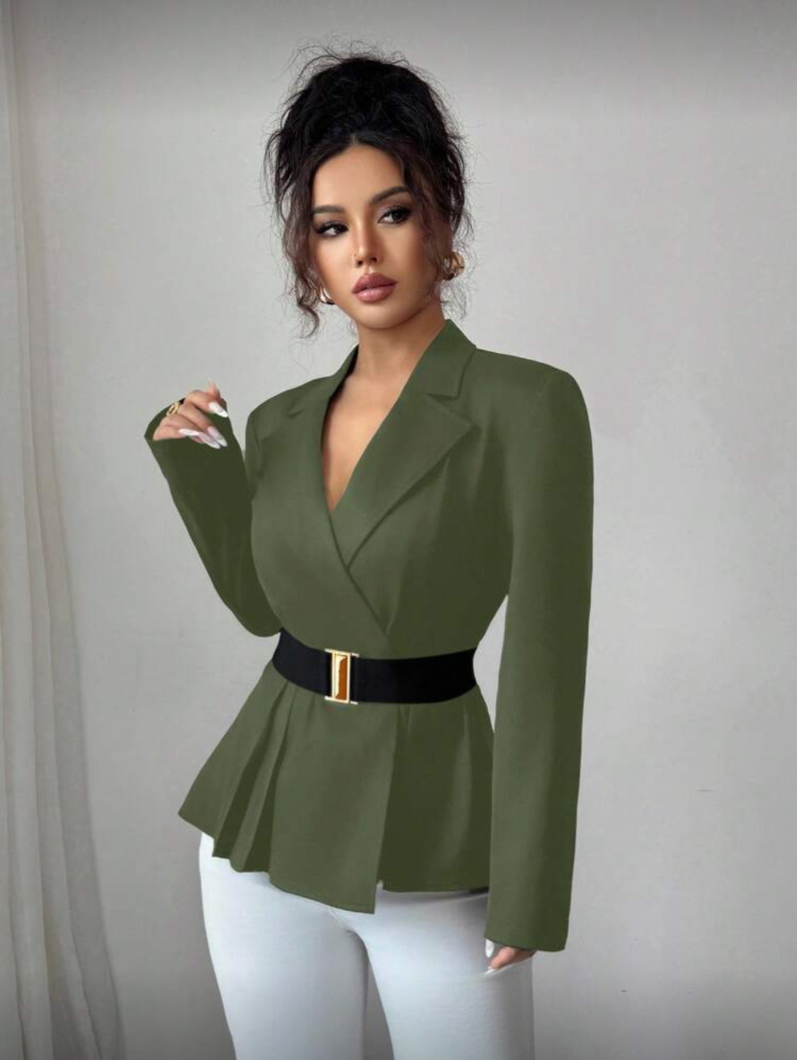 Elegant Belted Peplum Blazer