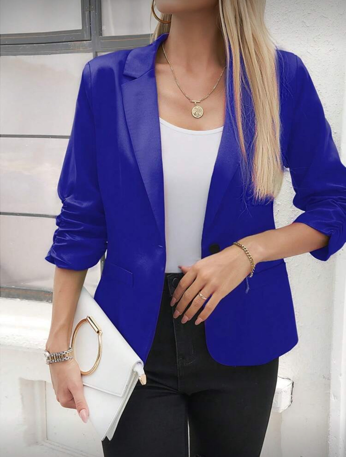 Classic Tailored Single-Button Blazer