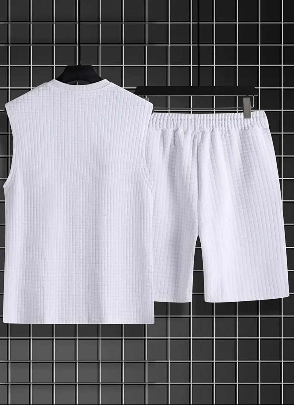 Men’s Sleeveless Textured Lounge Set – 2 Piece Summer Outfit