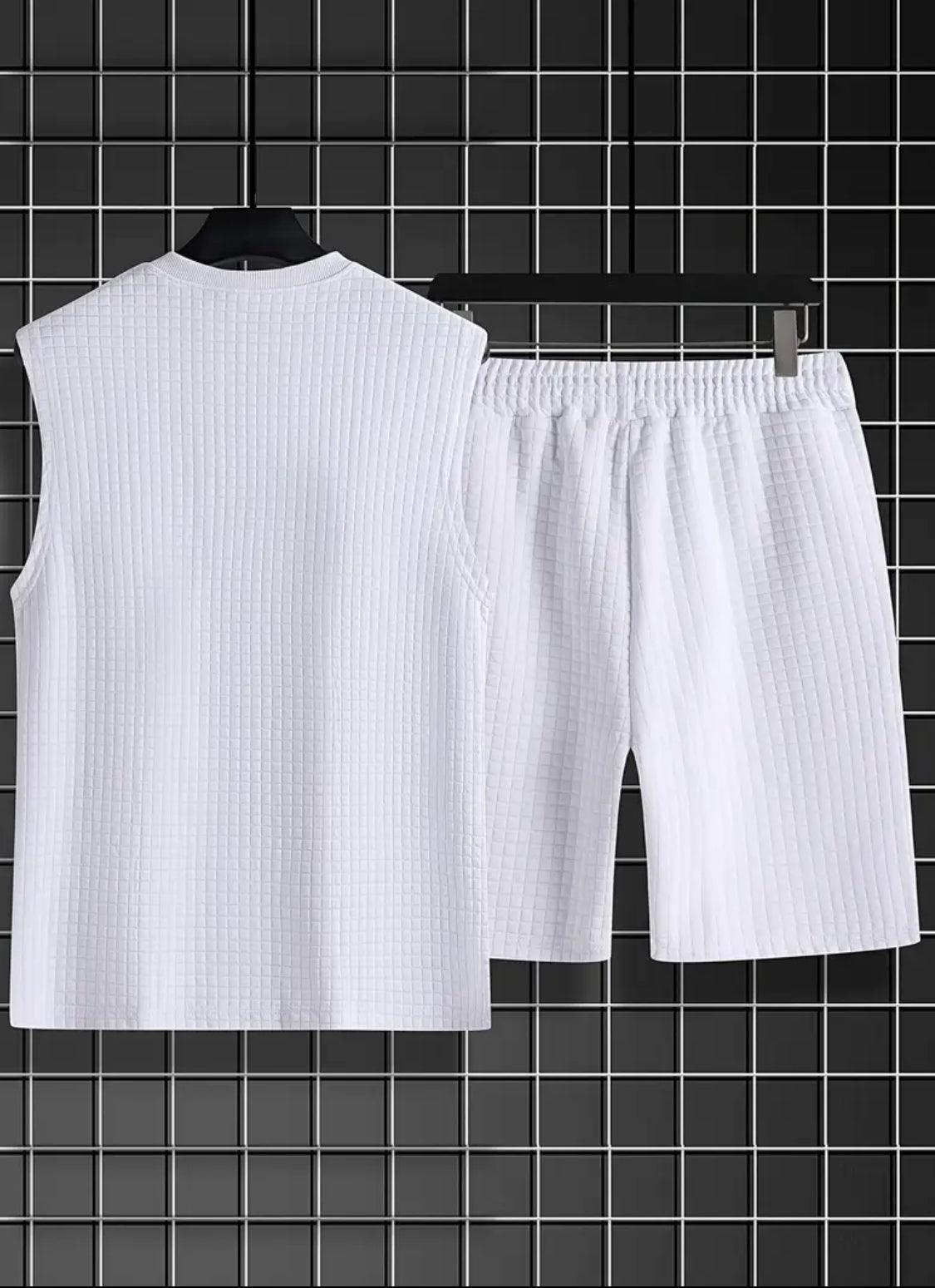 Men’s Sleeveless Textured Lounge Set – 2 Piece Summer Outfit