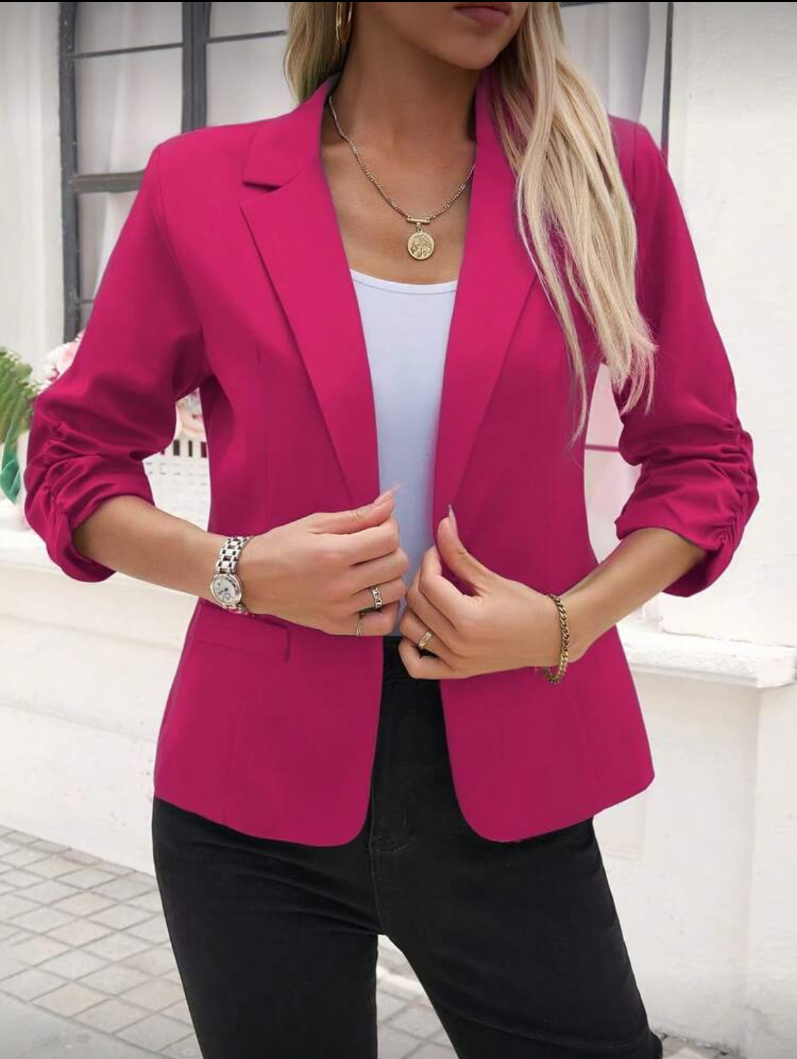 Classic Tailored Single-Button Blazer