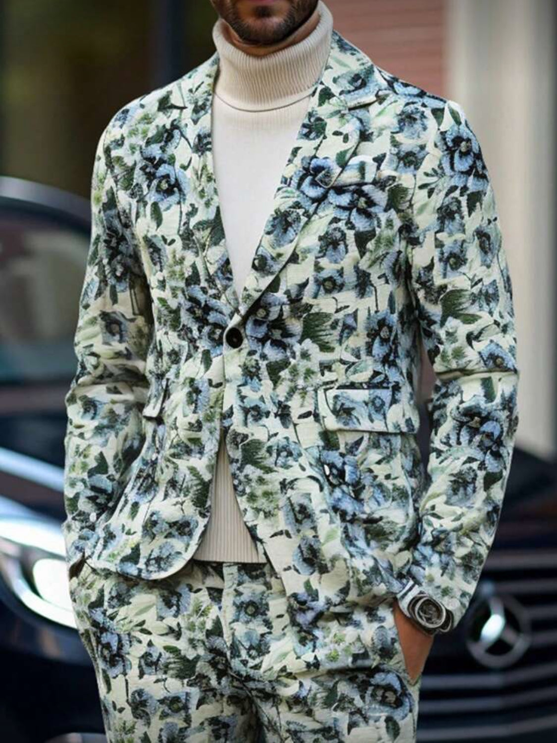 Men’s Floral Print Tailored Suit Set