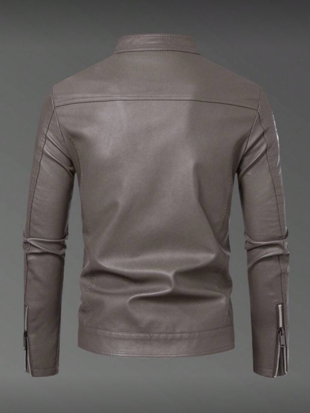 Men’s Classic Faux Leather Stand-Collar Jacket