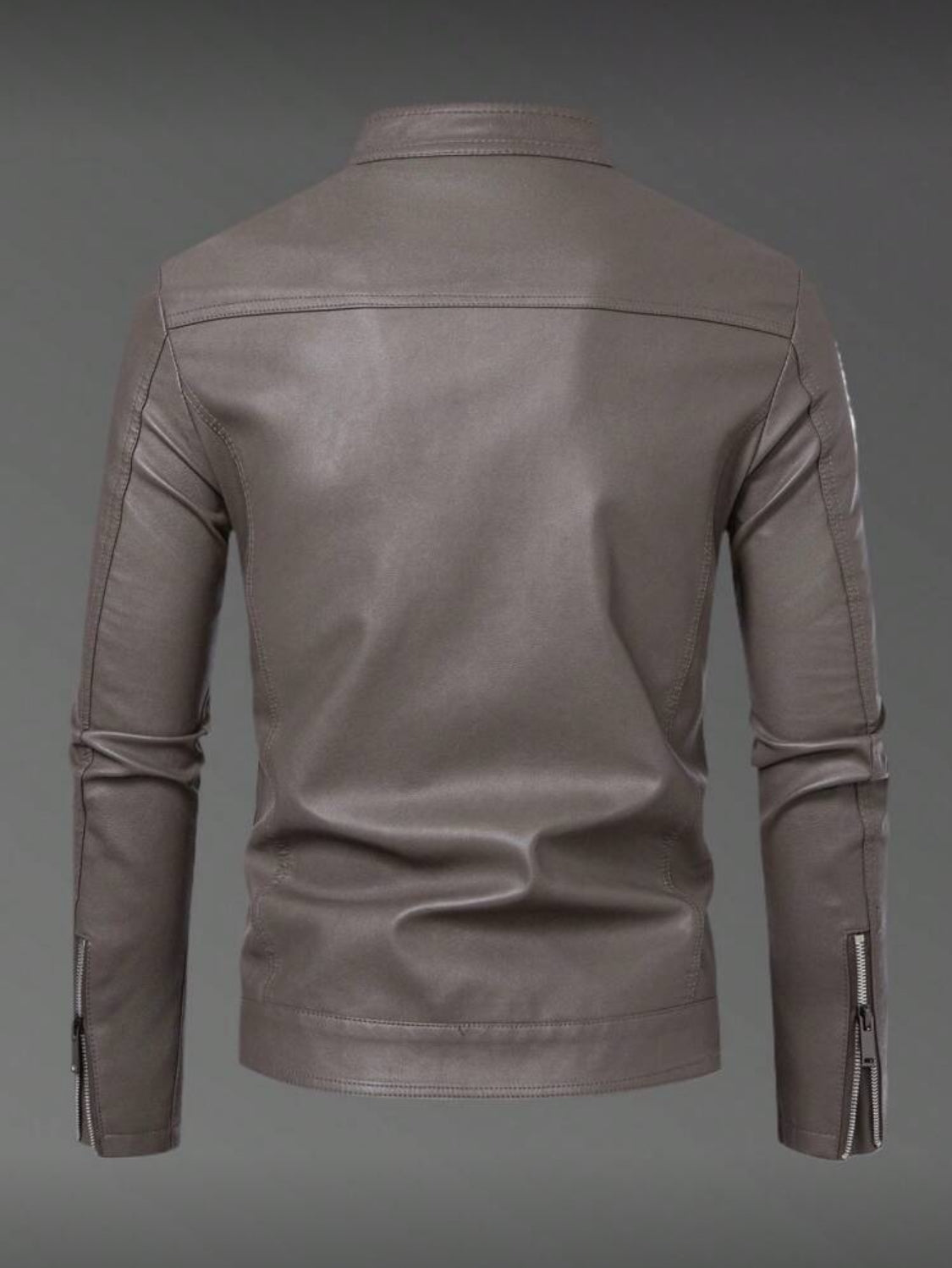 Men’s Classic Faux Leather Stand-Collar Jacket