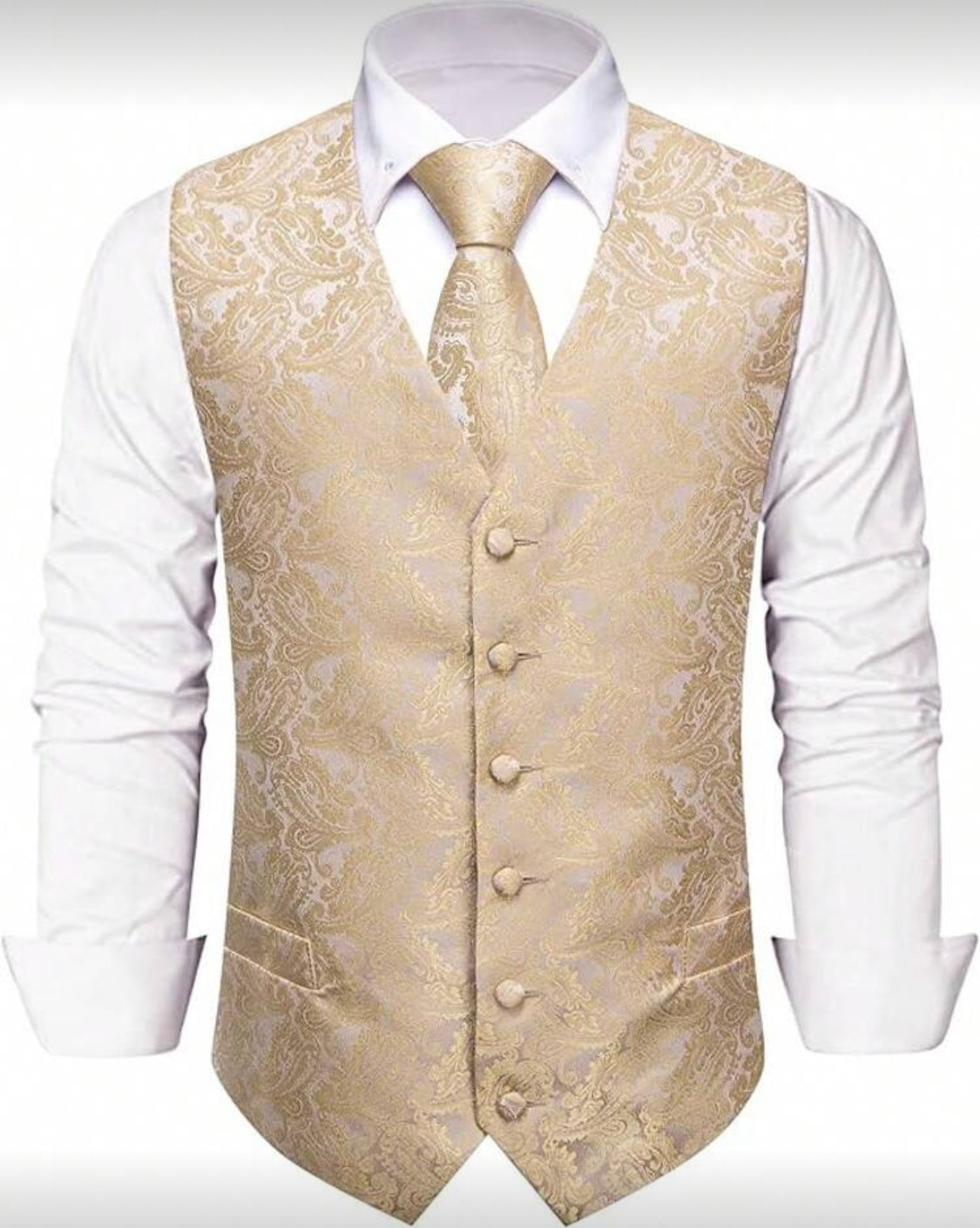 Luxury Paisley Men’s Waistcoat & Tie Set