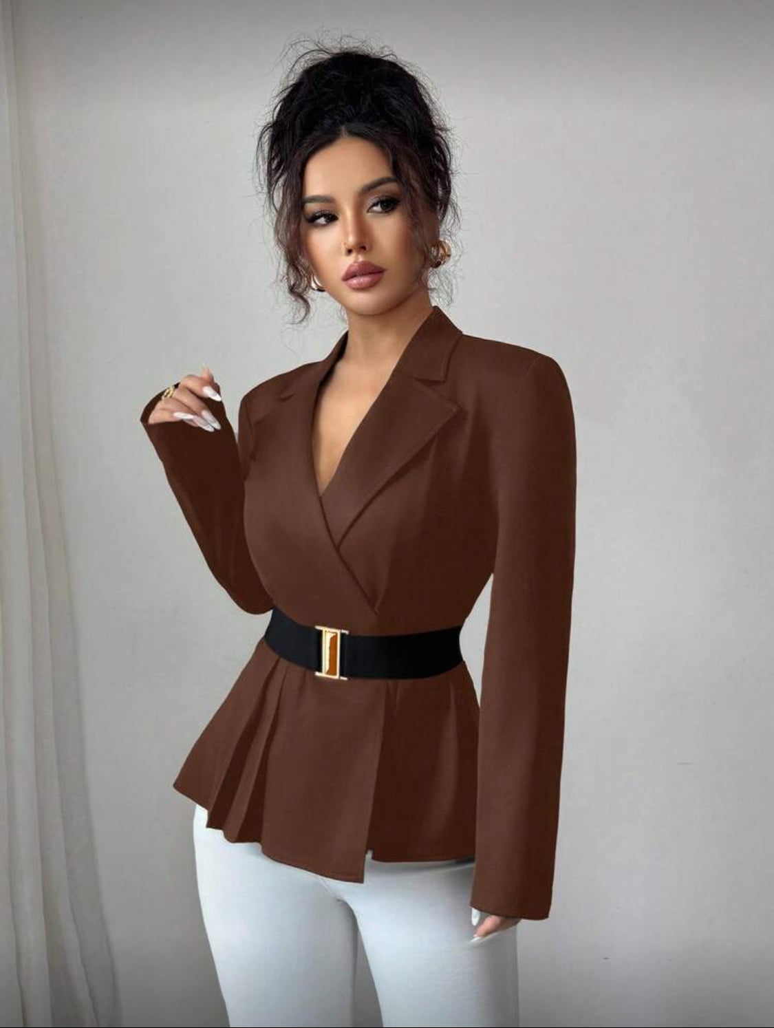 Elegant Belted Peplum Blazer