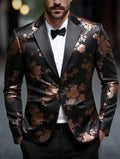 Black & Gold Floral Tuxedo Jacket