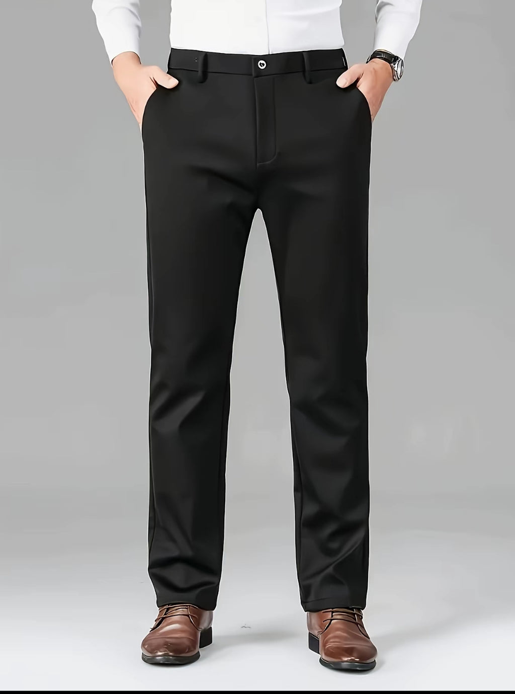Stretch Slim Fit Dress Pants (Black)