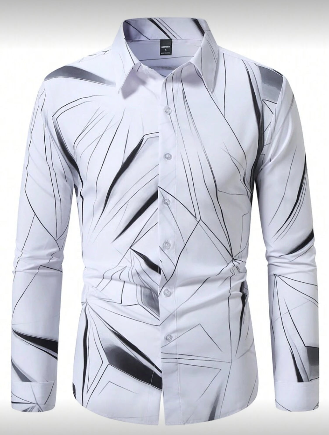 Men’s Slim Fit Geometric Pattern Dress Shirt
