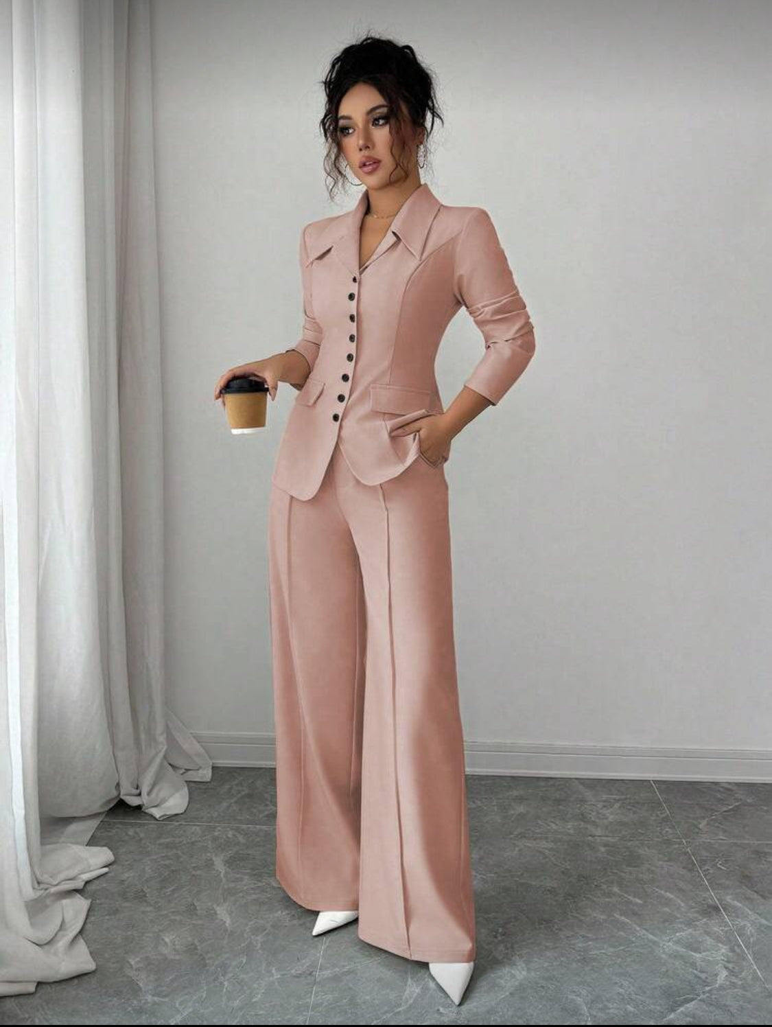 Elegant Tailored Wide-Leg Suit Set for Women