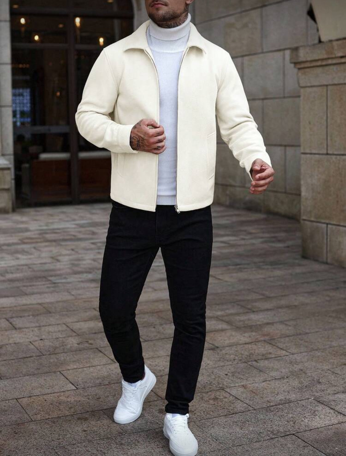 Men’s Minimalist Zip-Up Wool Jacket