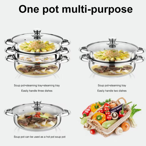 3-Tier Stainless Steel Multi-Purpose Steamer & Soup Pot