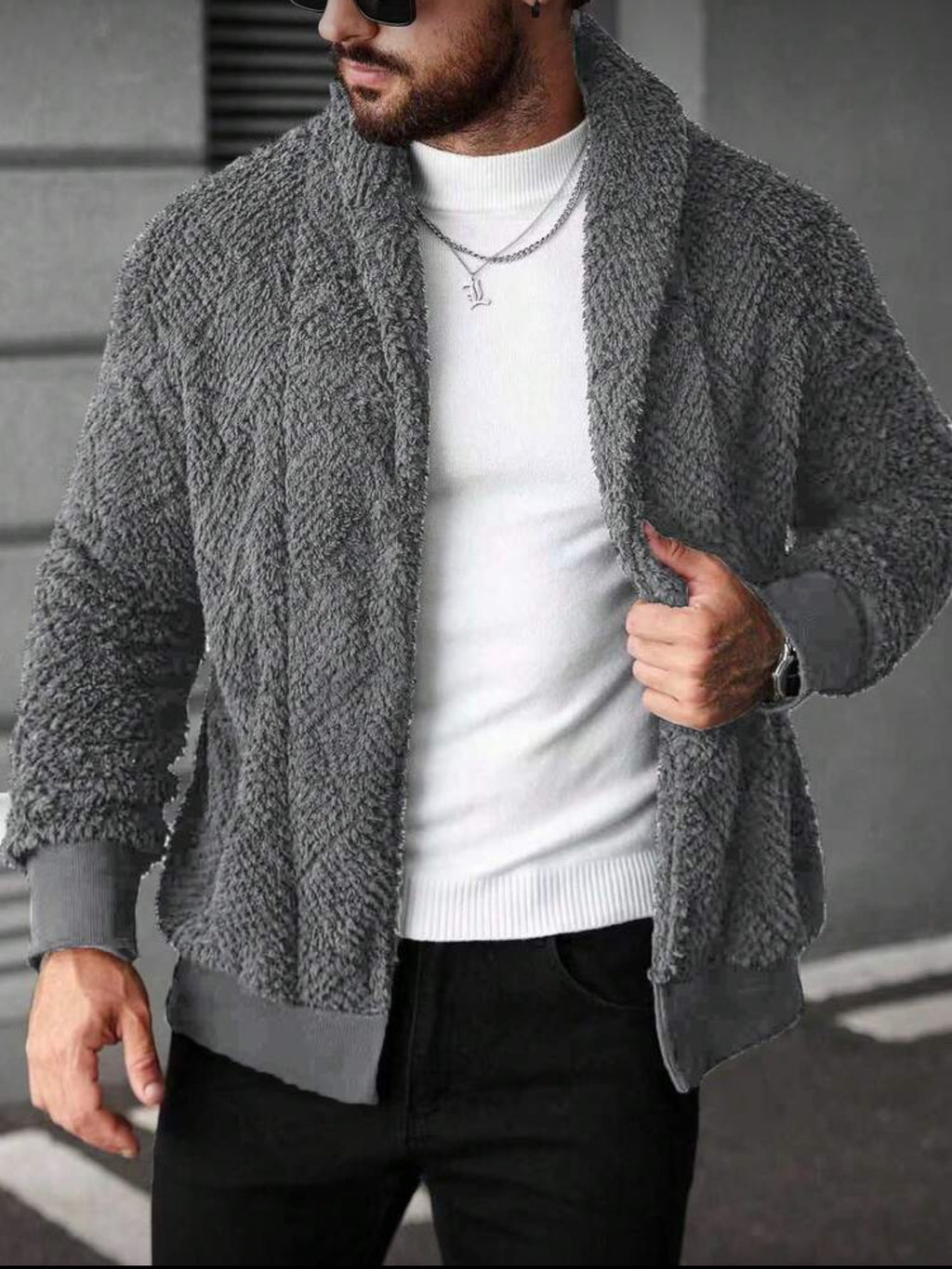 Men’s Cozy Checkered Fleece Cardigan