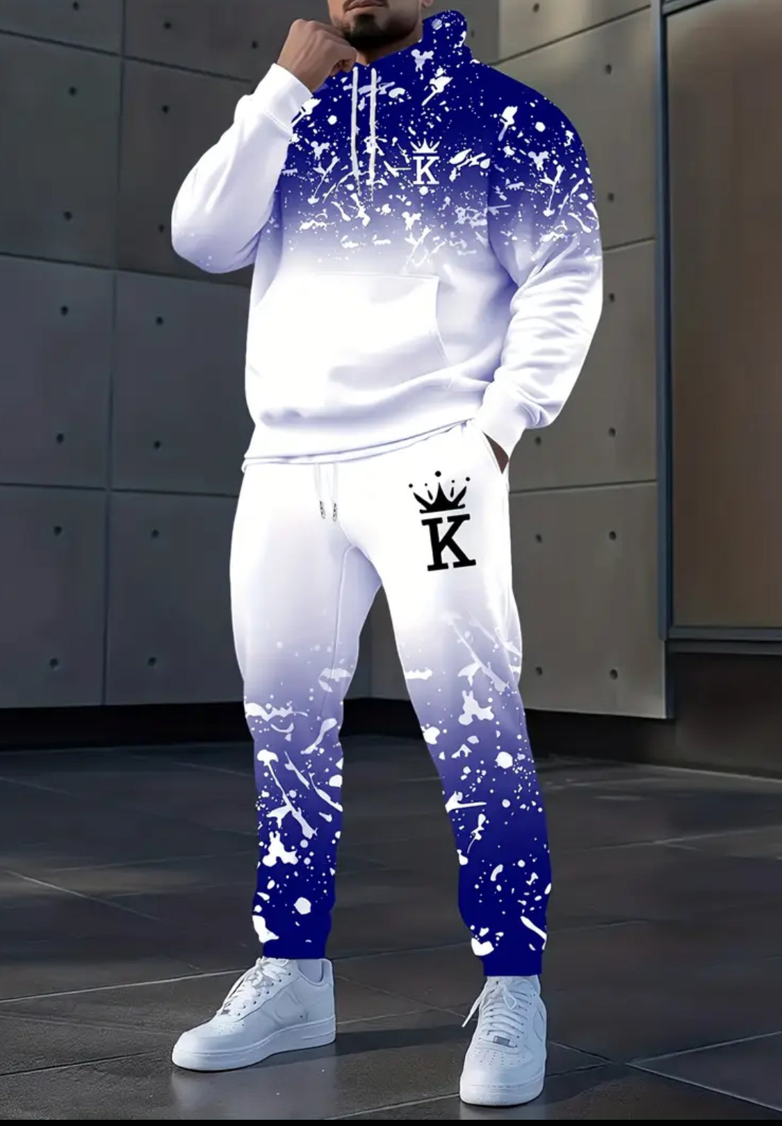 Men’s King Gradient Splatter Hoodie & Jogger Set