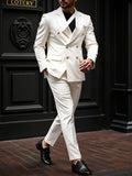 Elegant White Double-Breasted Men’s Suit