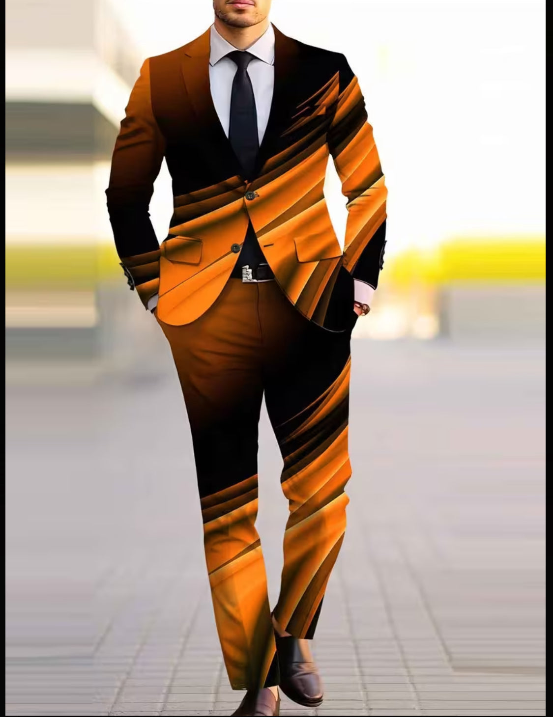 Black & Gold Wave Luxury Suit Set