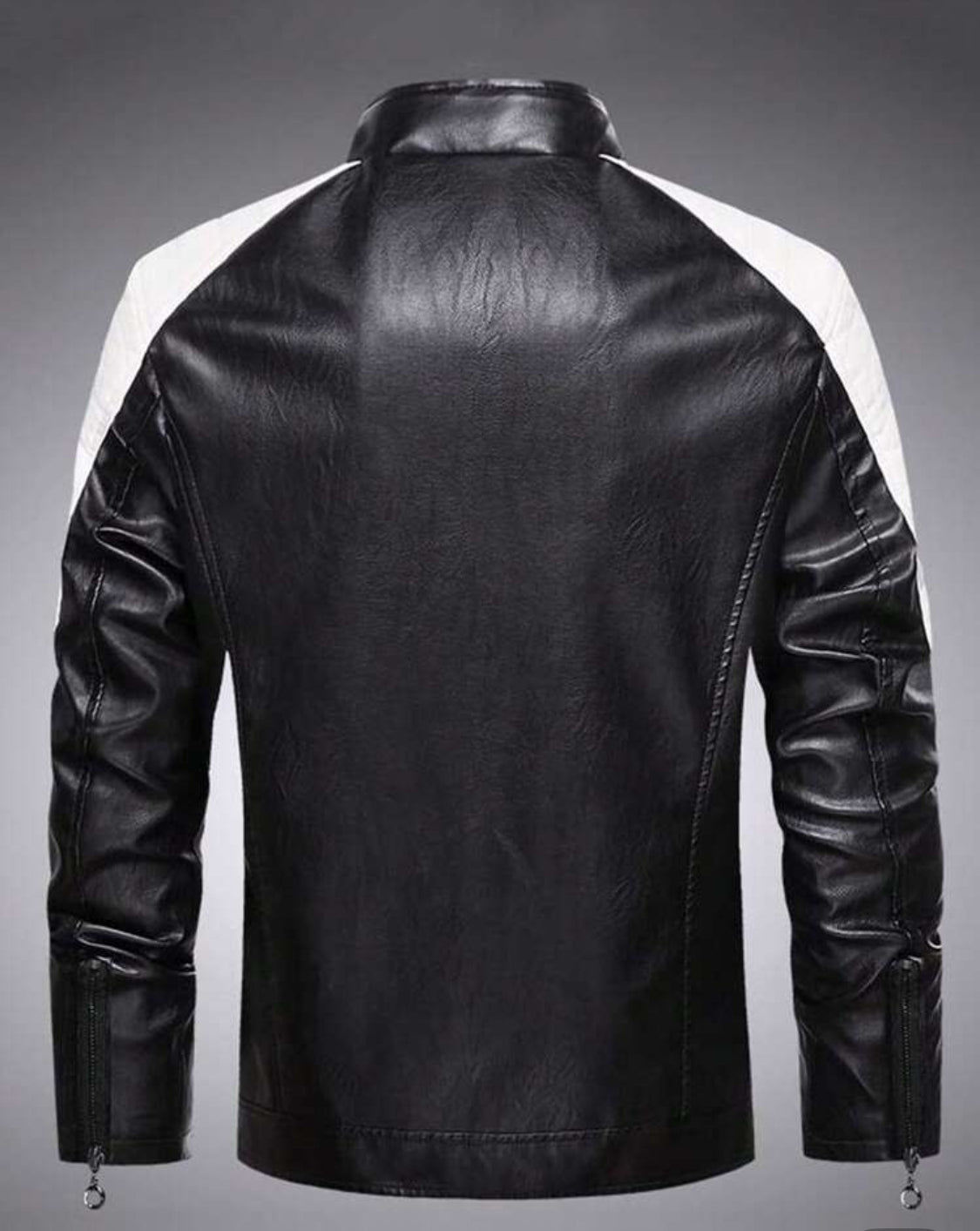 Men’s Contrast Panel Moto Leather Jacket