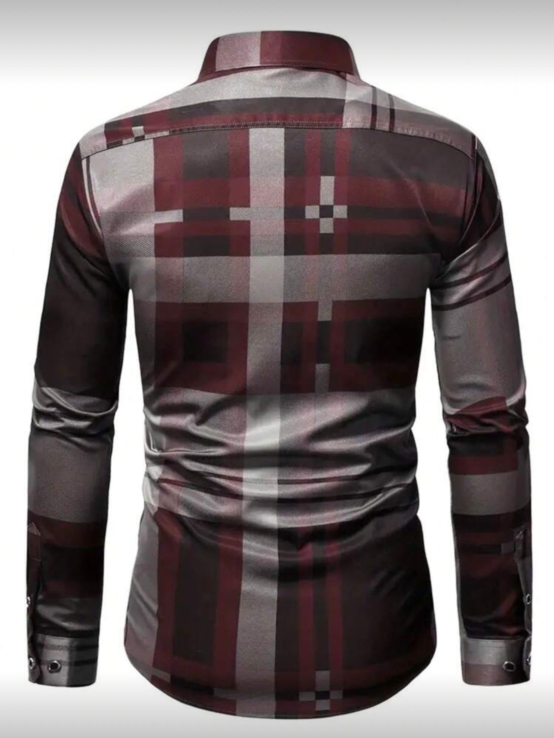 Men’s Modern Plaid Slim-Fit Button-Down Shirt