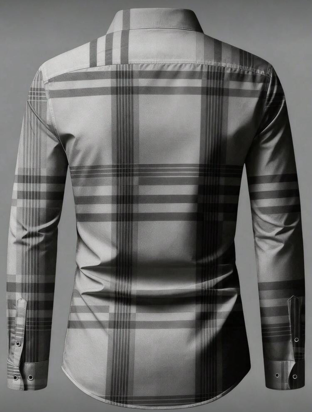 Men’s Modern Plaid Slim-Fit Button-Up Shirt