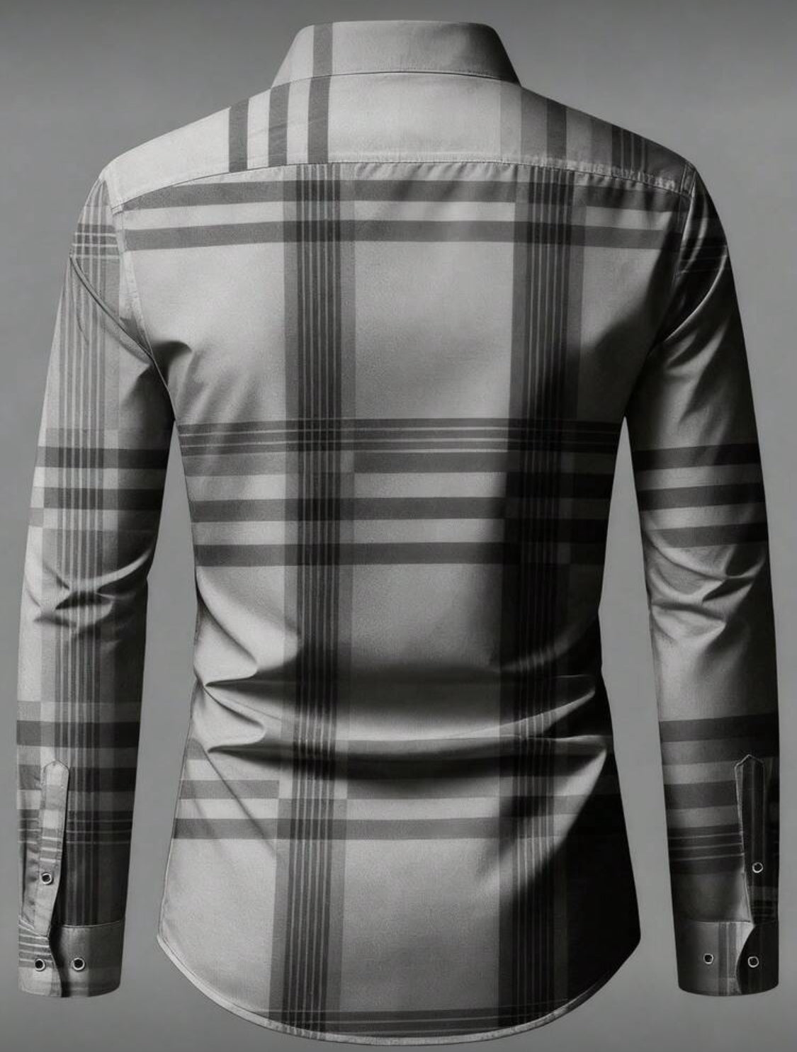 Men’s Modern Plaid Slim-Fit Button-Up Shirt