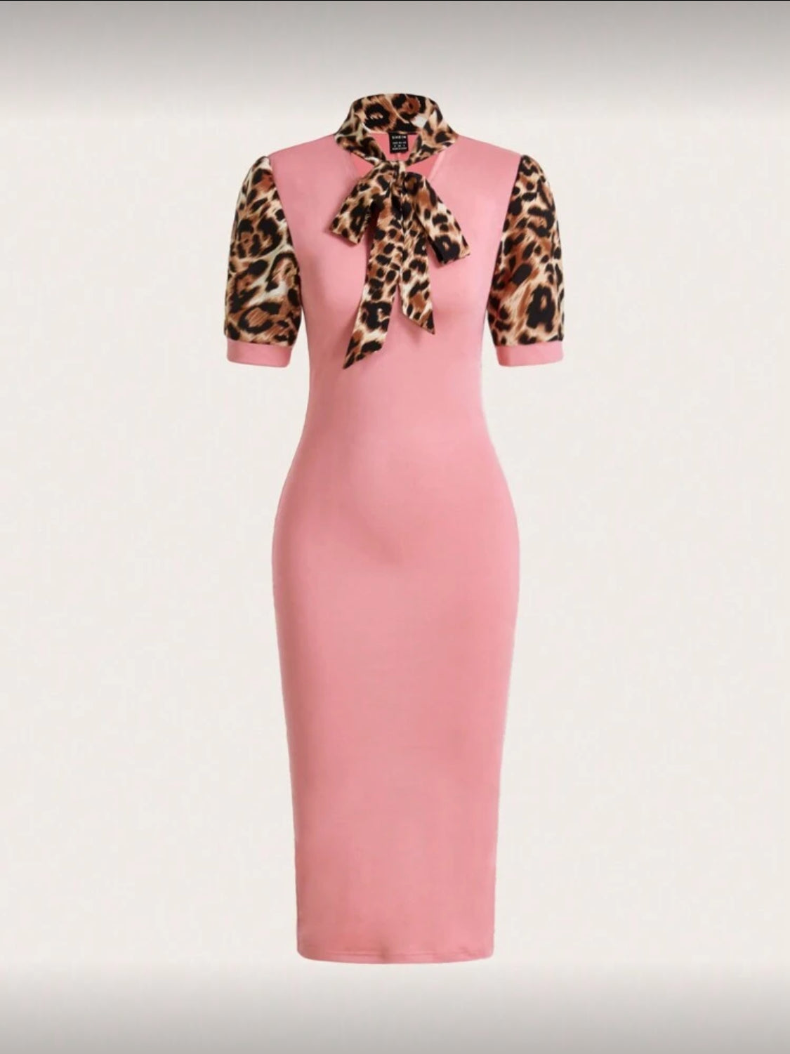 Elegant Bow-Neck Bodycon Midi Dress