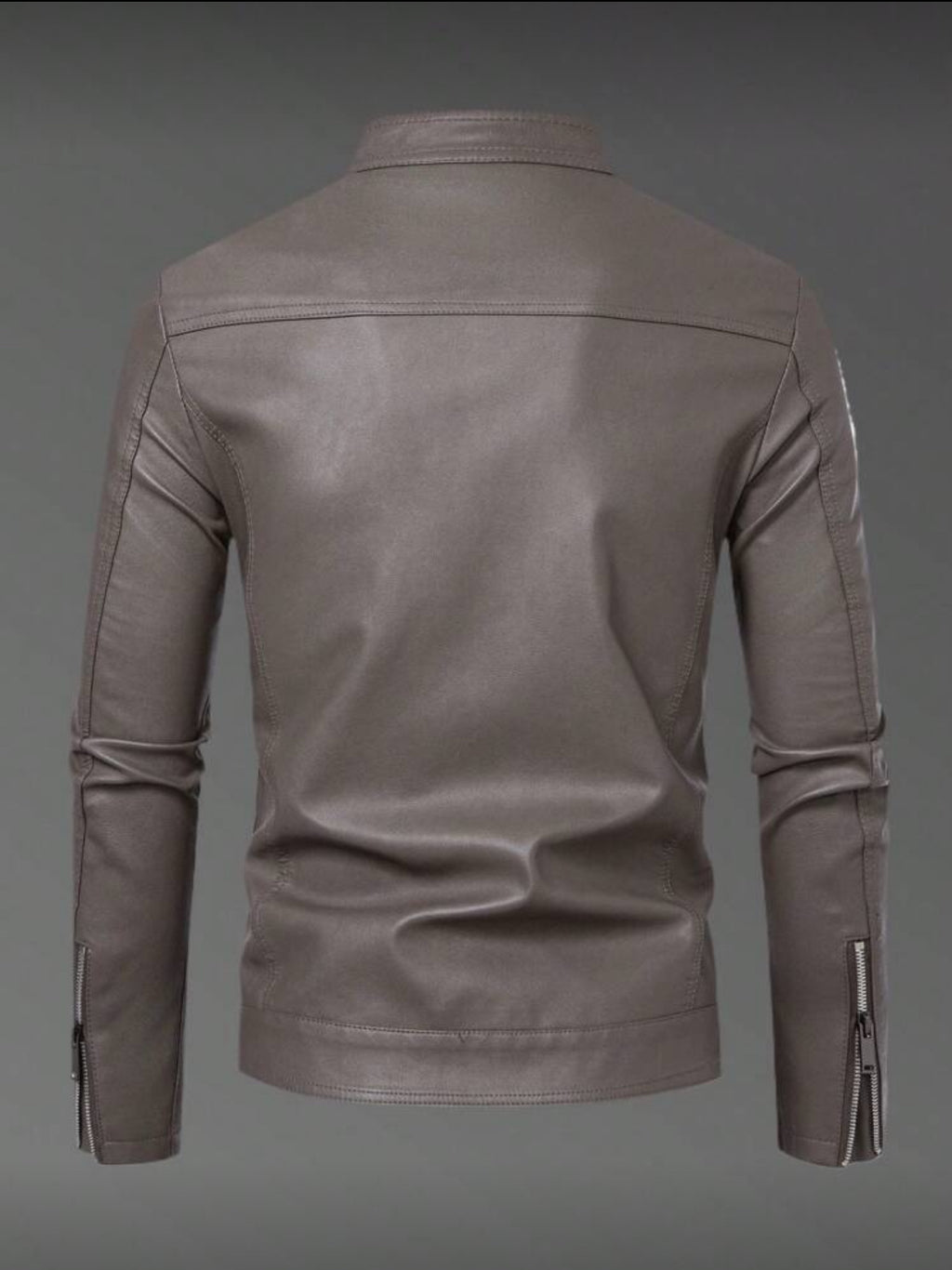 Men’s Classic Faux Leather Stand-Collar Jacket