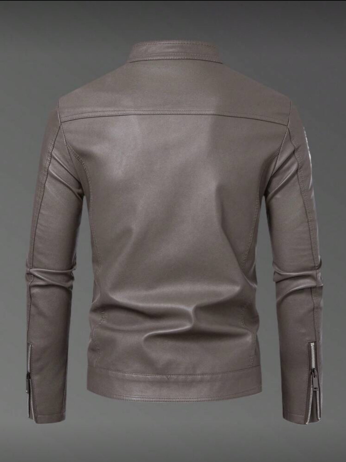 Men’s Classic Faux Leather Stand-Collar Jacket