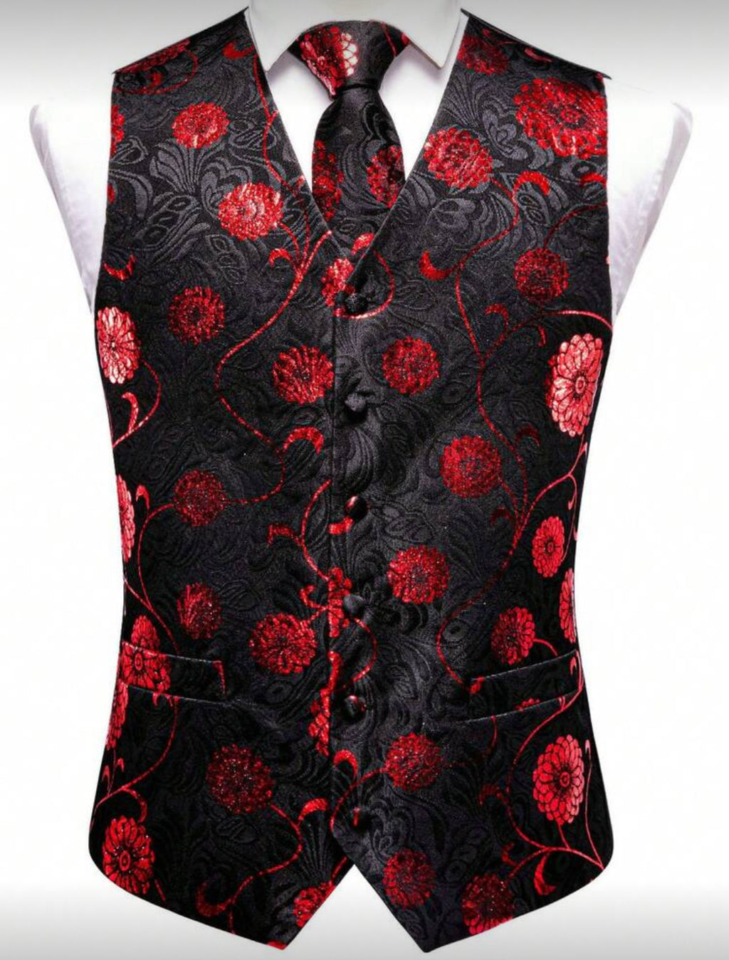 Luxury Paisley Men’s Waistcoat & Tie Set