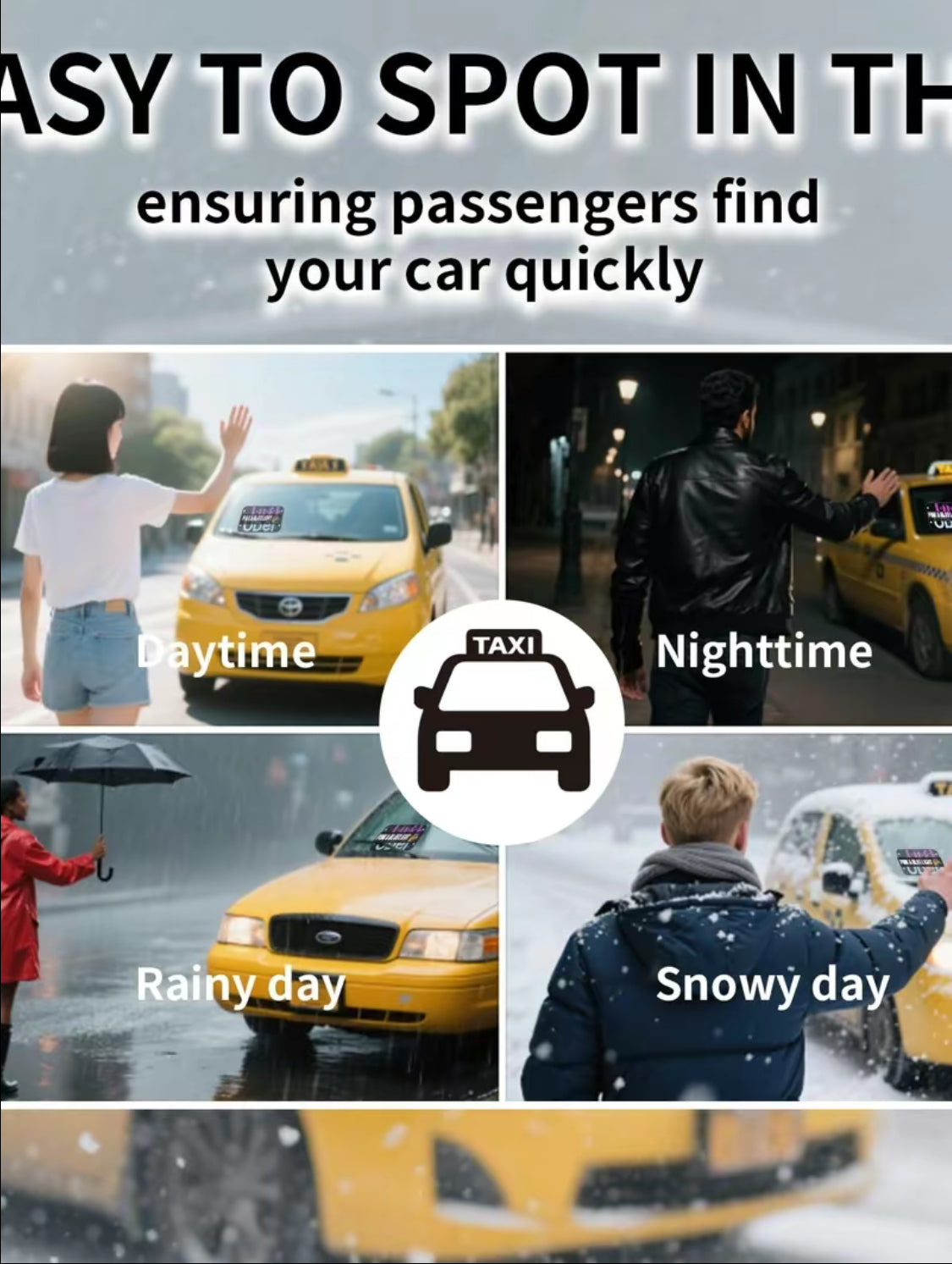 USB LED “Pink & White Light” Car Sign – Ride-Share Dashboard Display with On/Off Switch