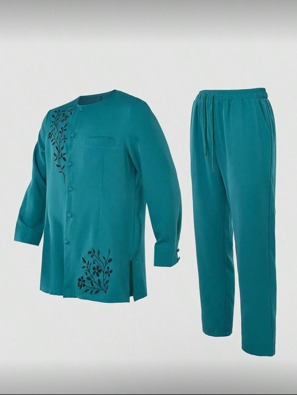 Teal Floral Accent Classic Menswear Set