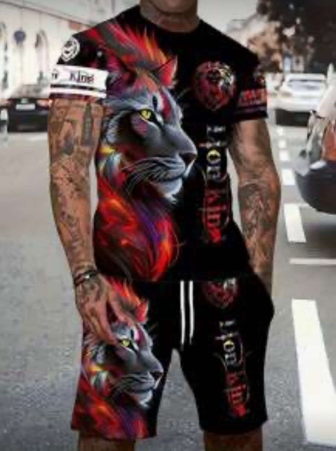 Men’s 2-Piece Lion King Graphic Set – Bold Streetwear Outfit