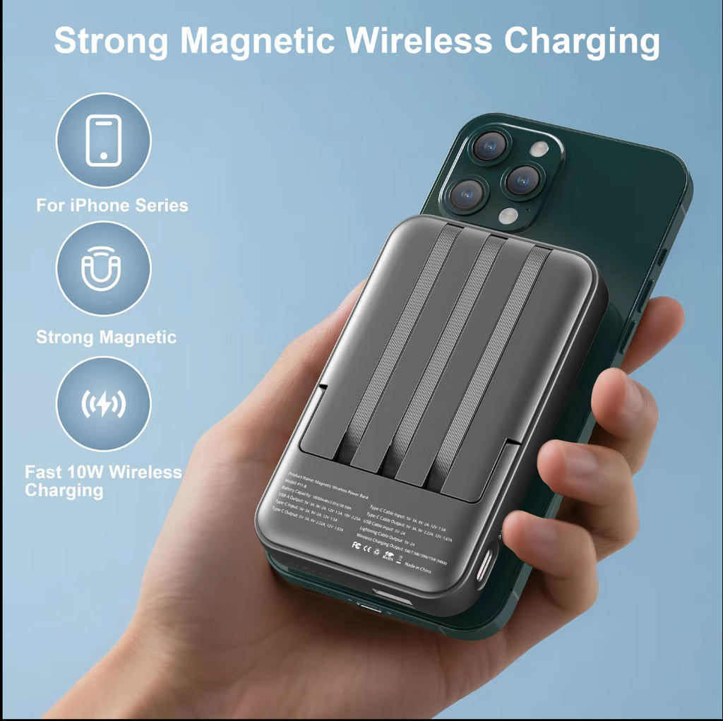 Magnetic Wireless Power Bank with Foldable Stand – Fast Charging Portable Battery Pack