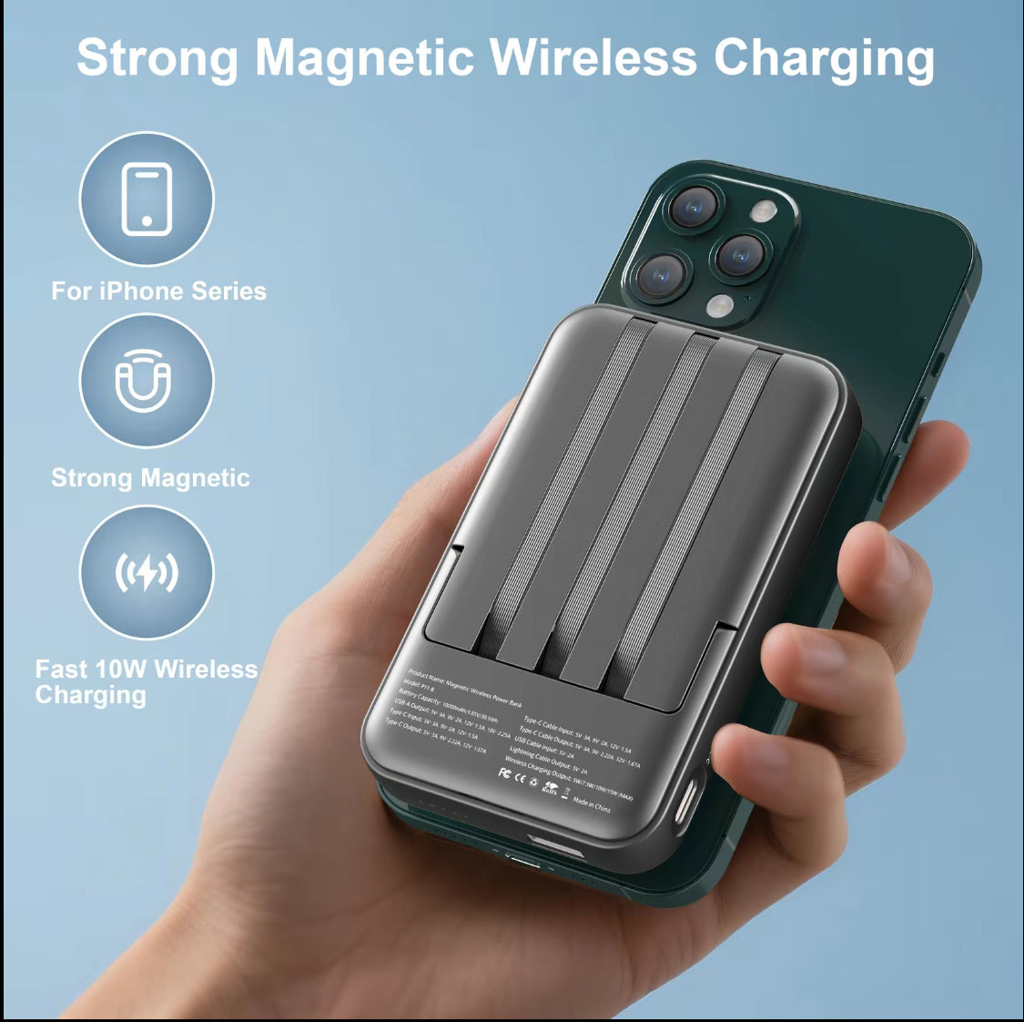 Magnetic Wireless Power Bank with Foldable Stand – Fast Charging Portable Battery Pack