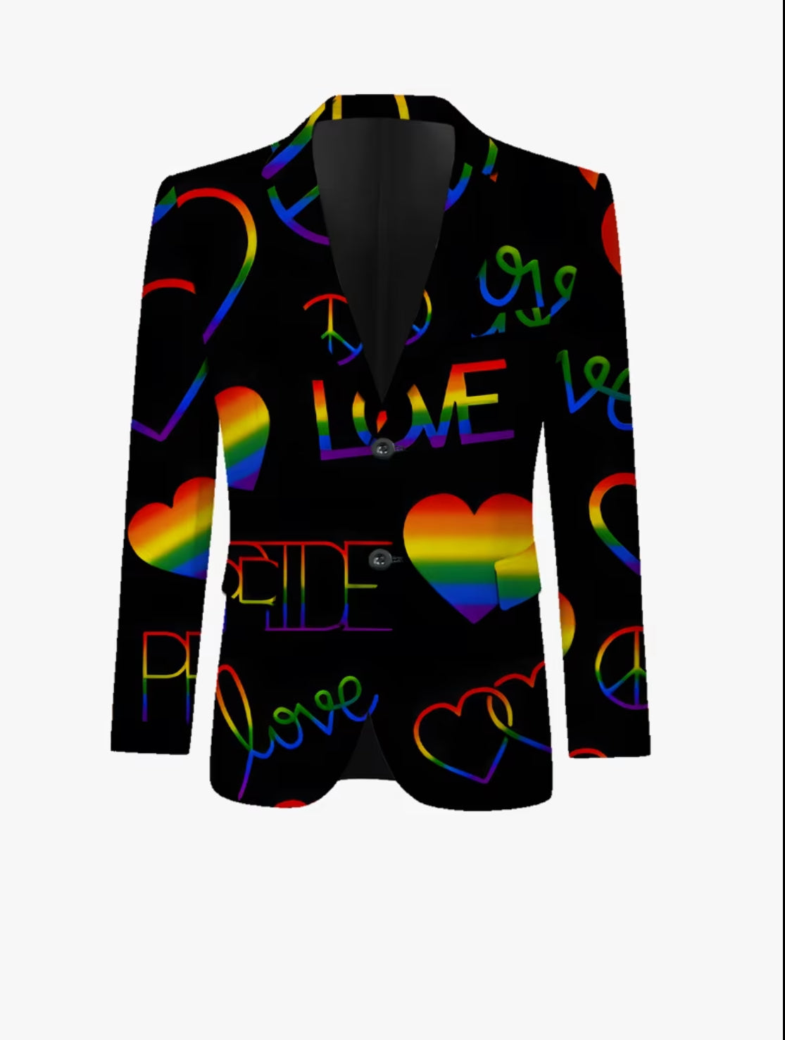 Men’s Black Rainbow Pride Suit Set – Love & Peace Statement Outfit