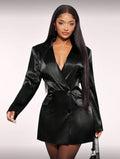 Elegant Satin Blazer Dress