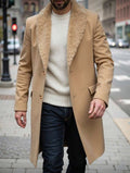 Men’s Luxury Faux Fur Collar Long Coat – Elegant Winter Style
