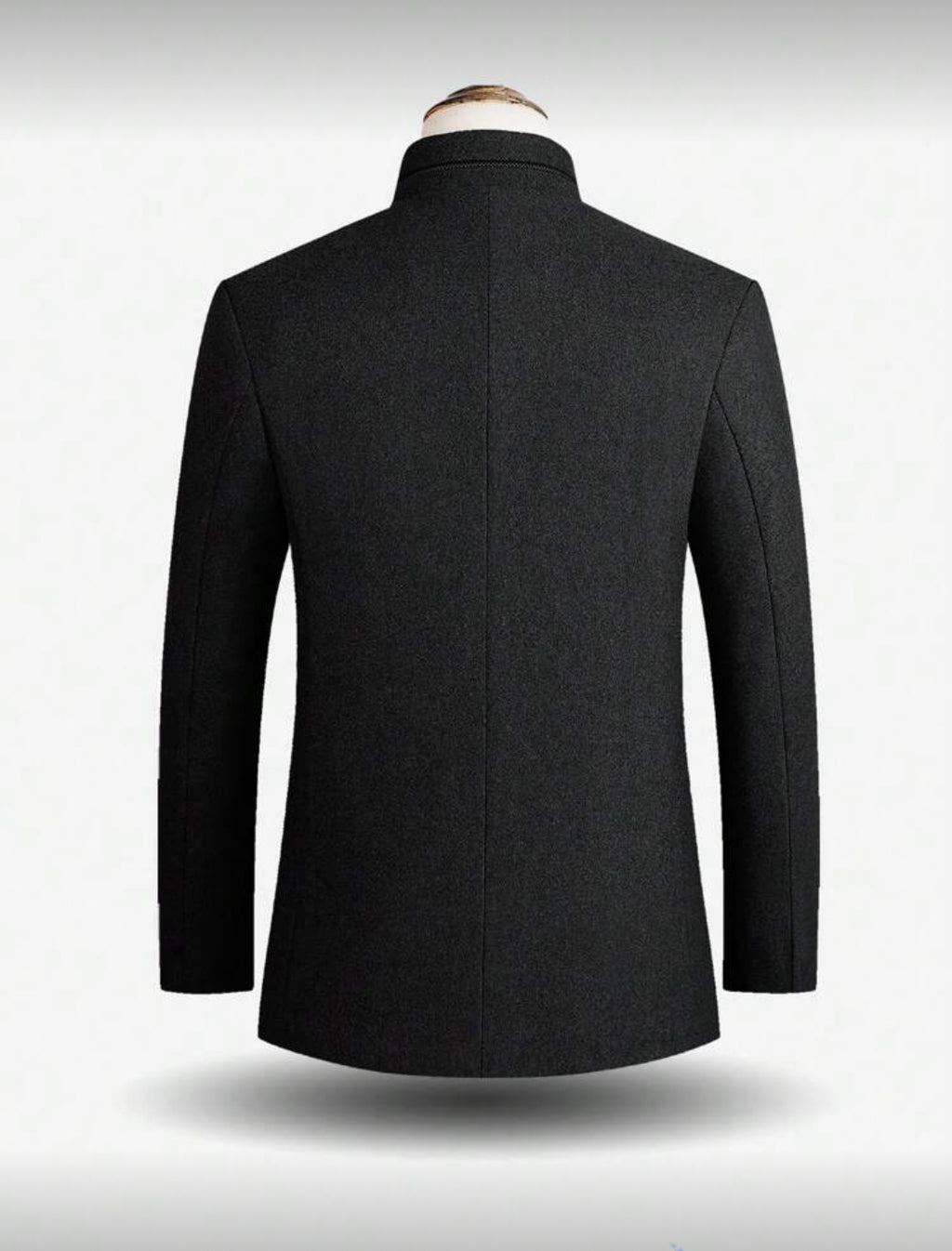 Men’s Stand Collar Wool-Blend Coat