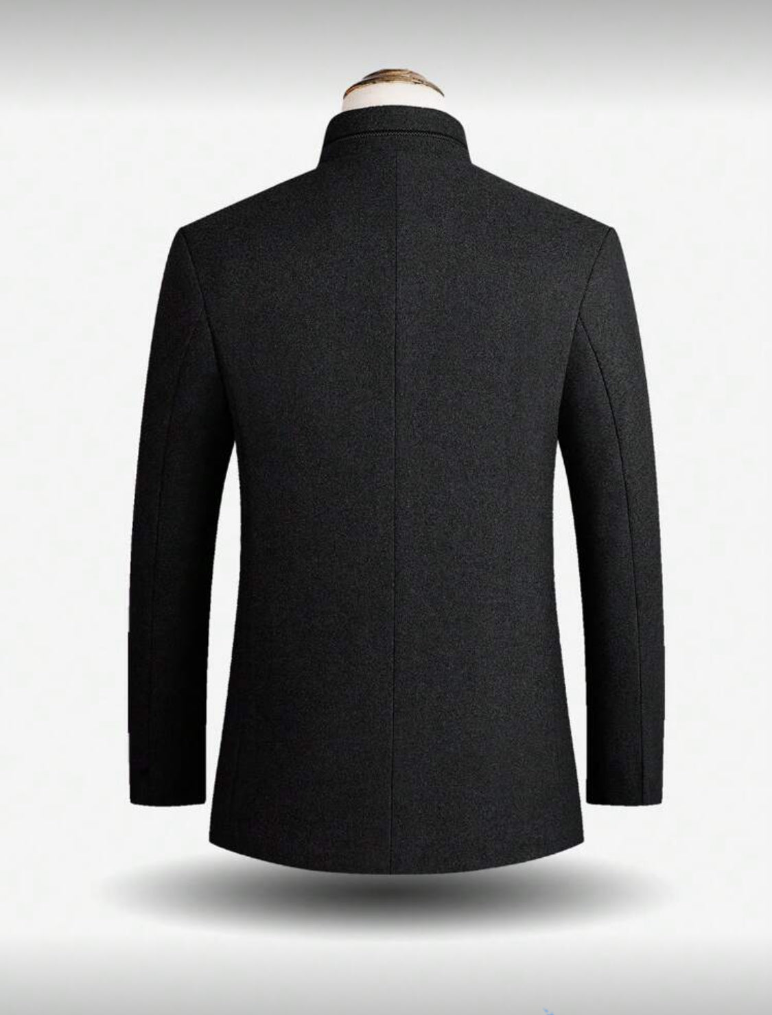 Men’s Stand Collar Wool-Blend Coat