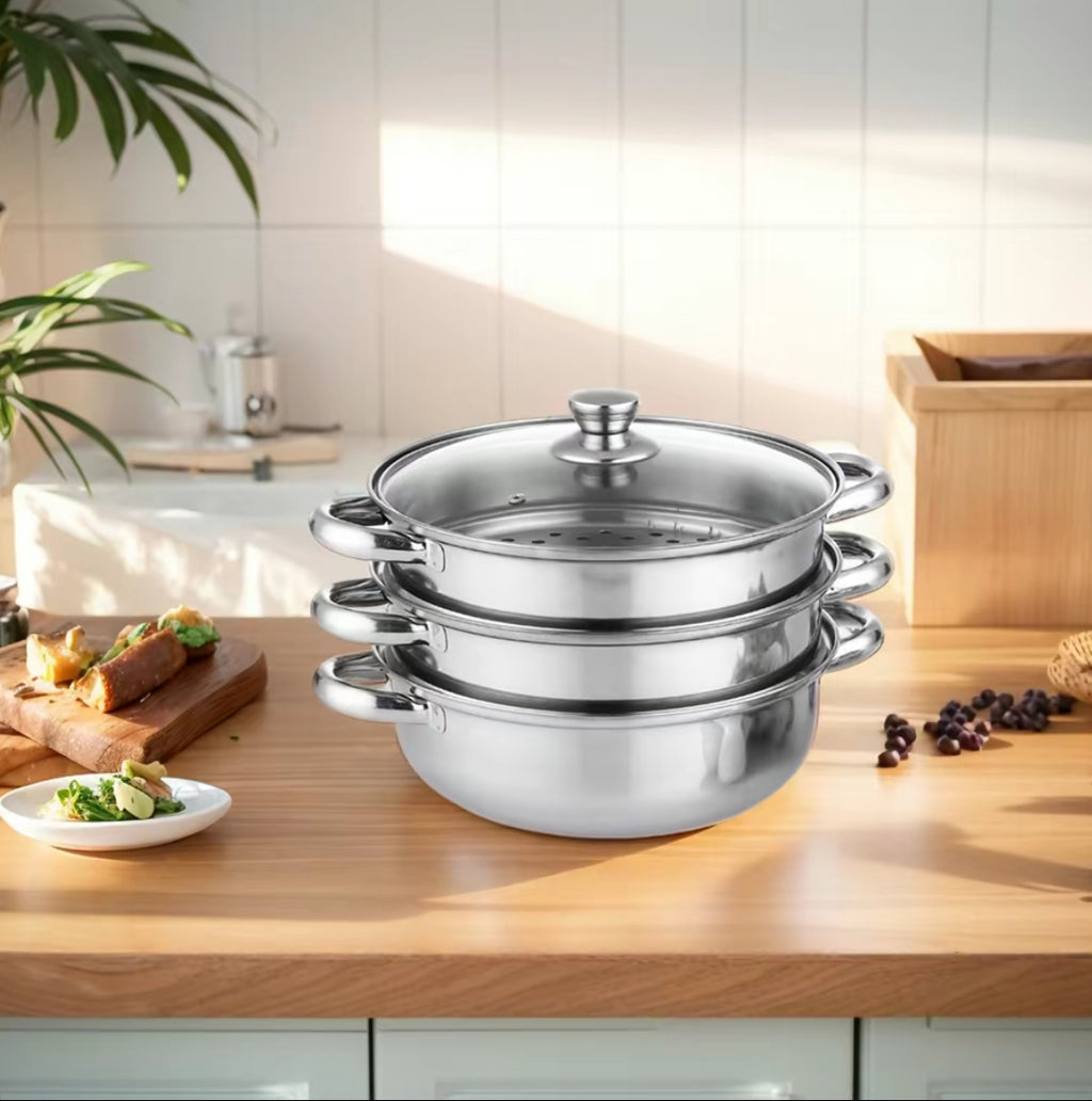 3-Tier Stainless Steel Multi-Purpose Steamer & Soup Pot