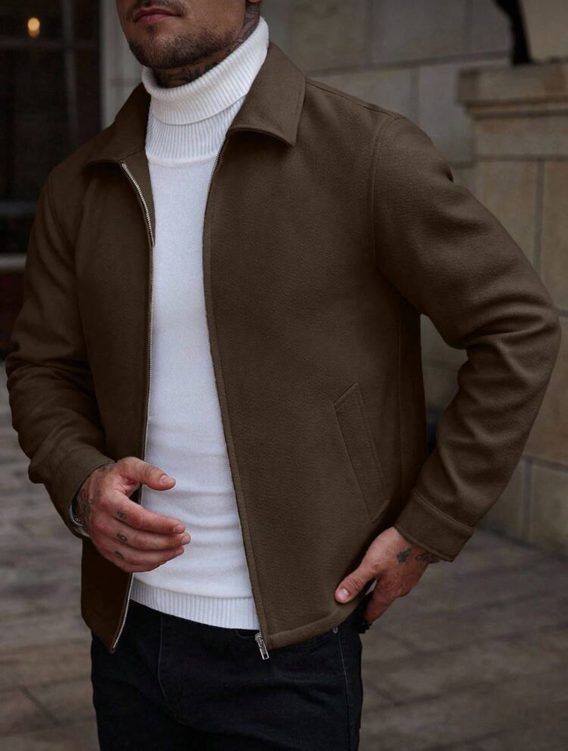 Men’s Minimalist Zip-Up Wool Jacket