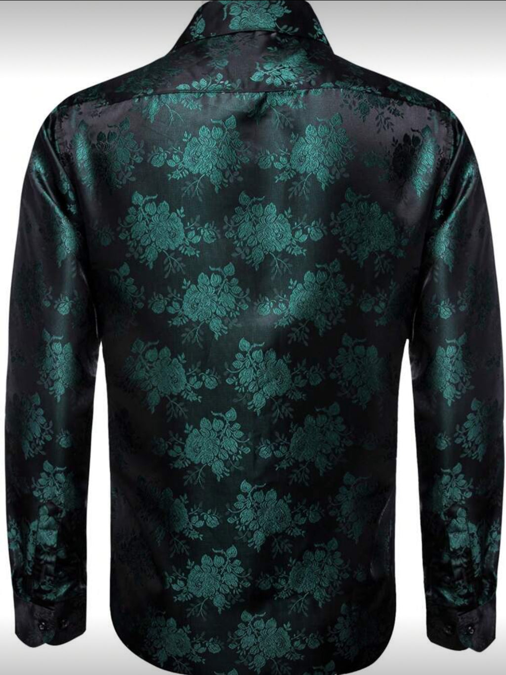 Luxury Black Shirt with Emerald Floral Pattern