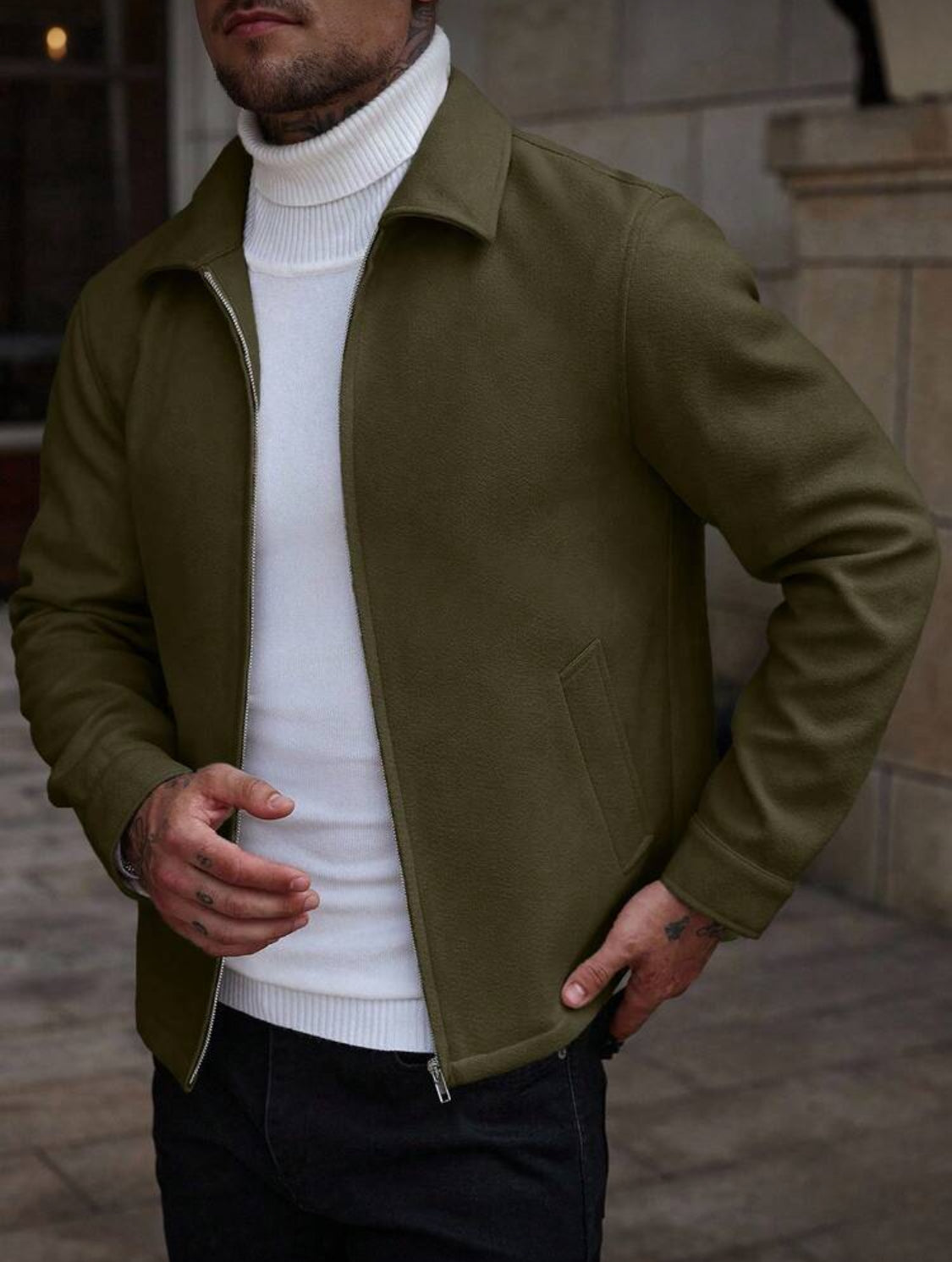 Men’s Minimalist Zip-Up Wool Jacket