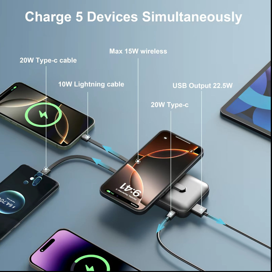 Magnetic Wireless Power Bank with Foldable Stand – Fast Charging Portable Battery Pack